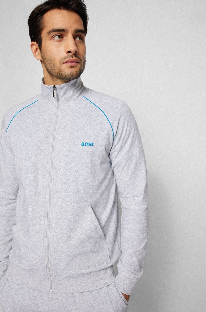 BOSS Mix & Match Zip Sweat Top in Light Grey