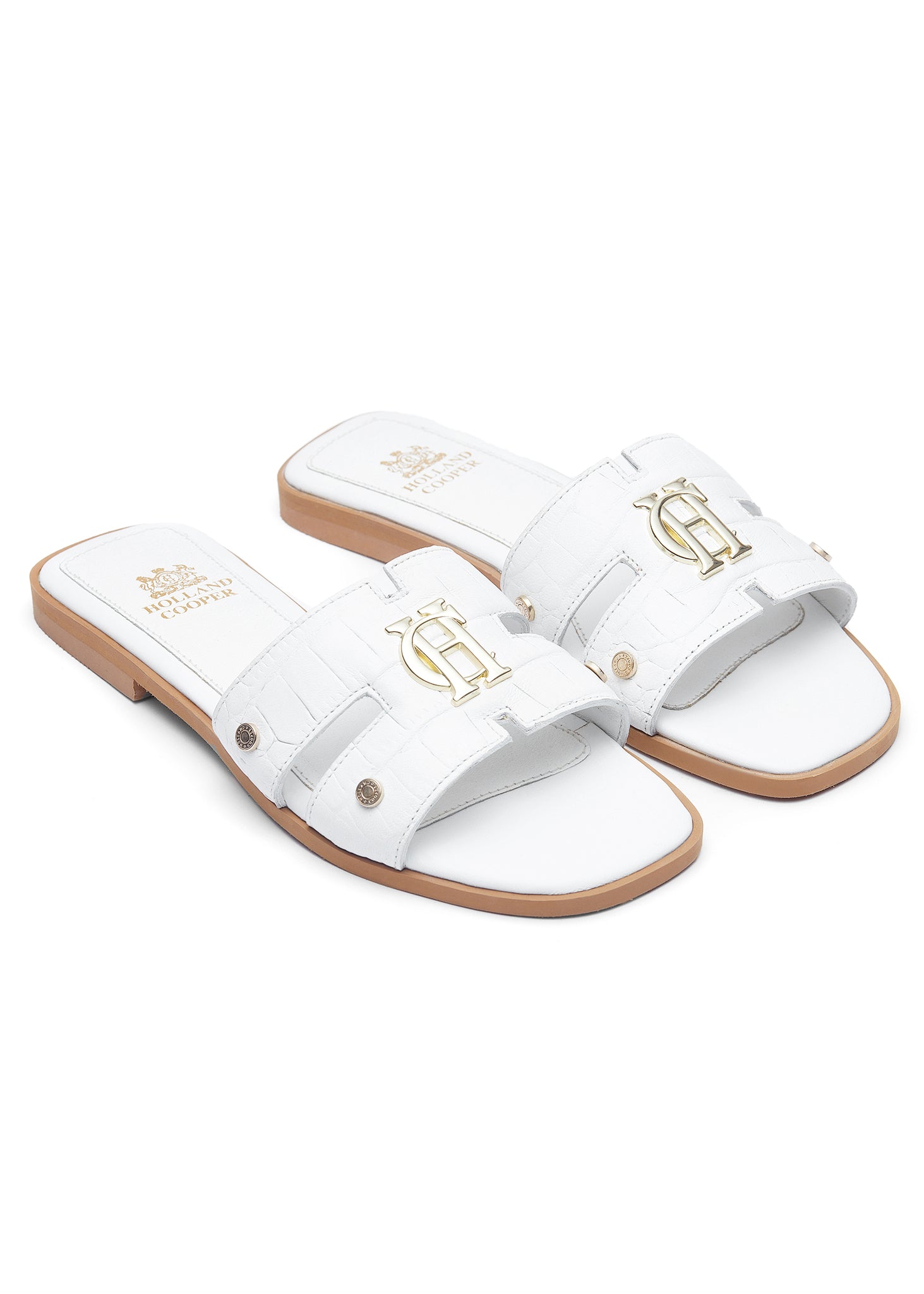 Holland Cooper Monogram Ladies Slider in White Croc