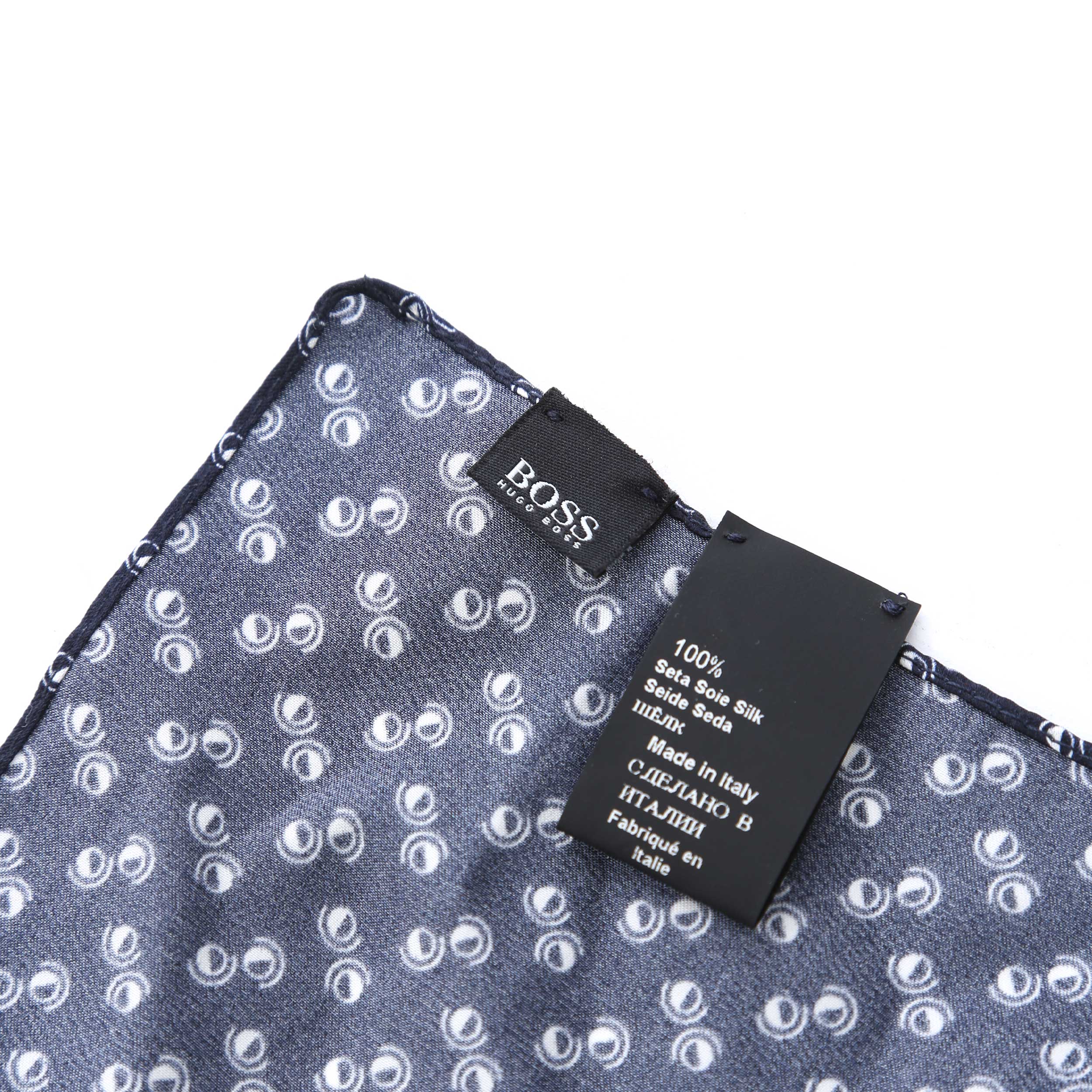 BOSS Circle Pocket Square in Navy