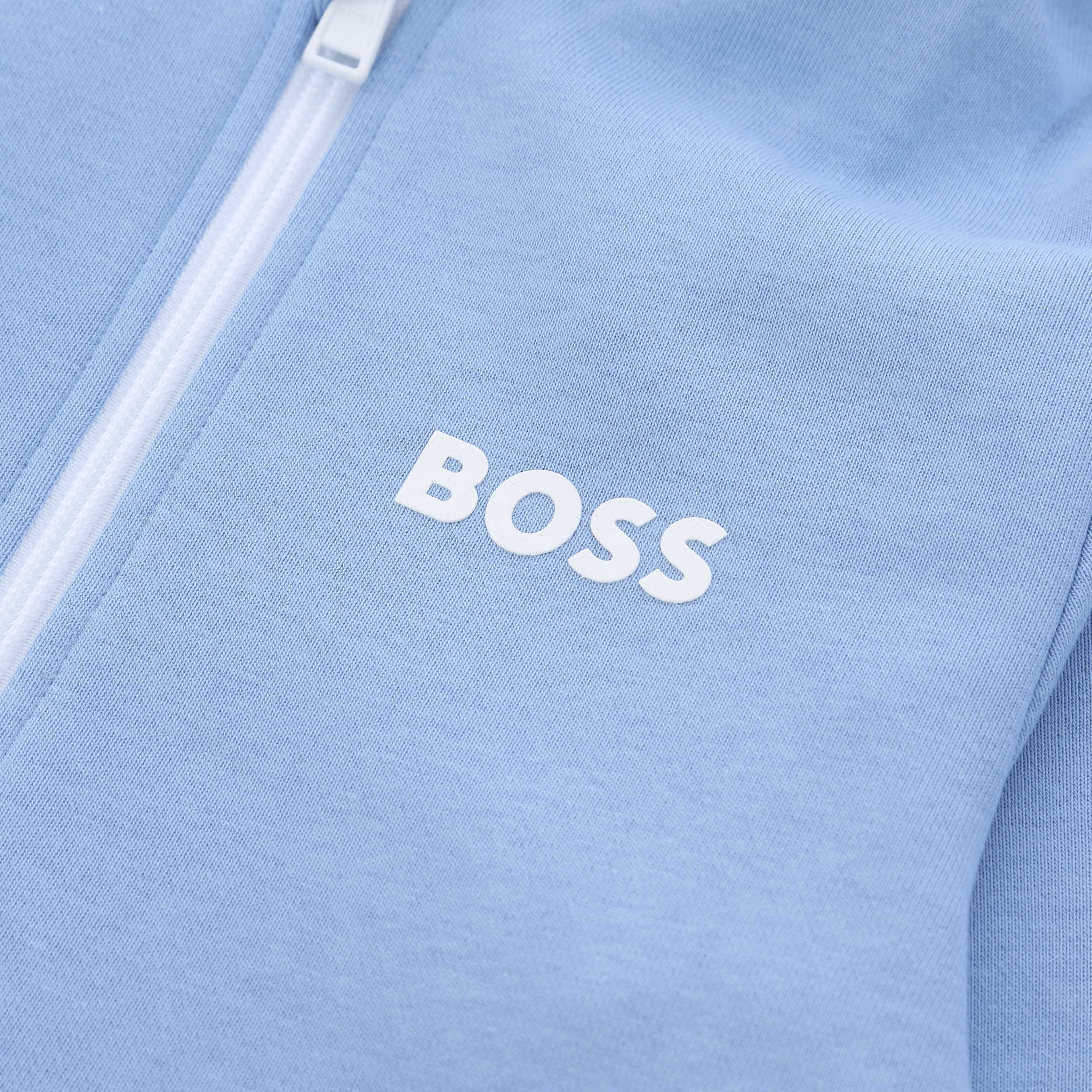 BOSS Kids Basic Zip Thru Hoodie in Sky Blue