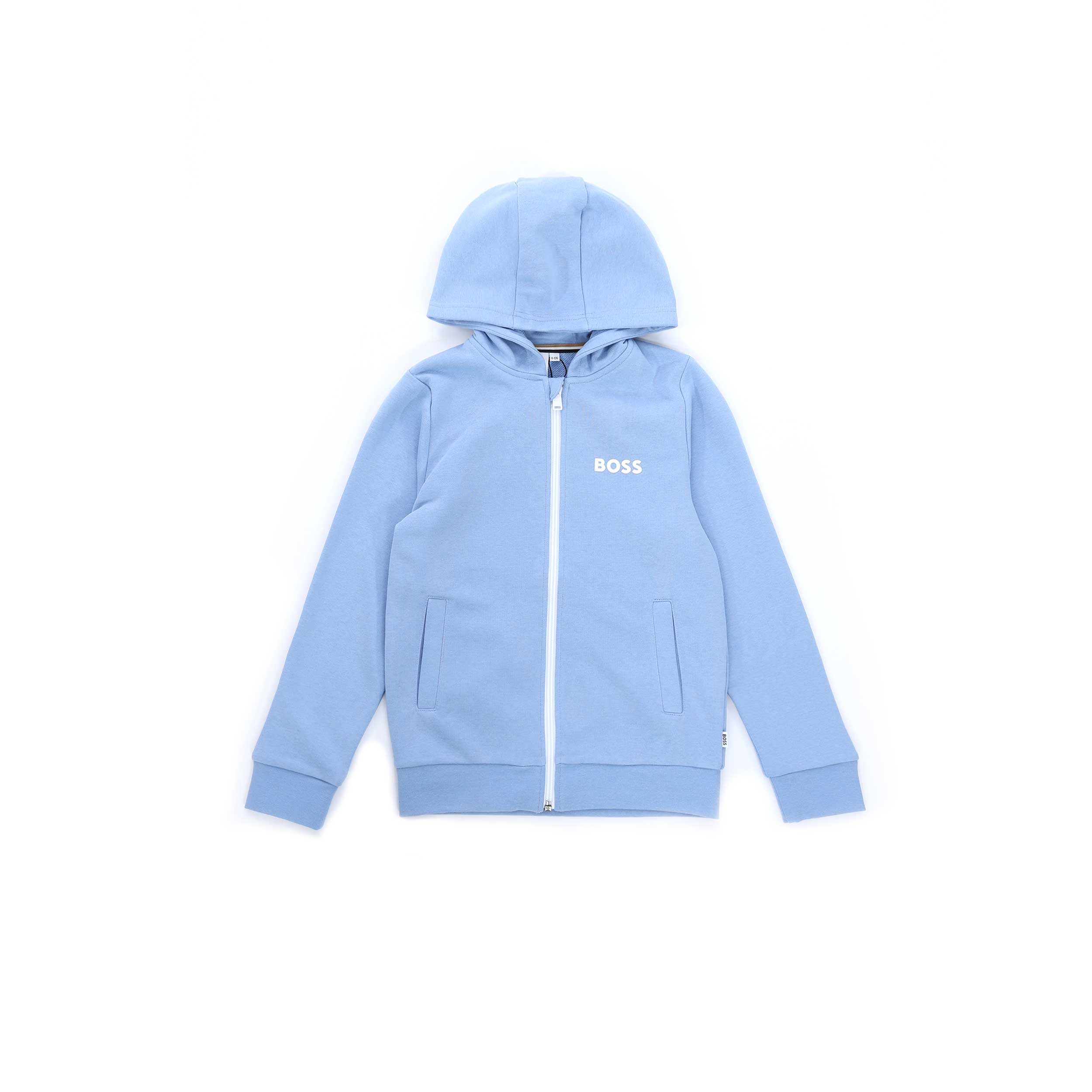 BOSS Kids Basic Zip Thru Hoodie in Sky Blue