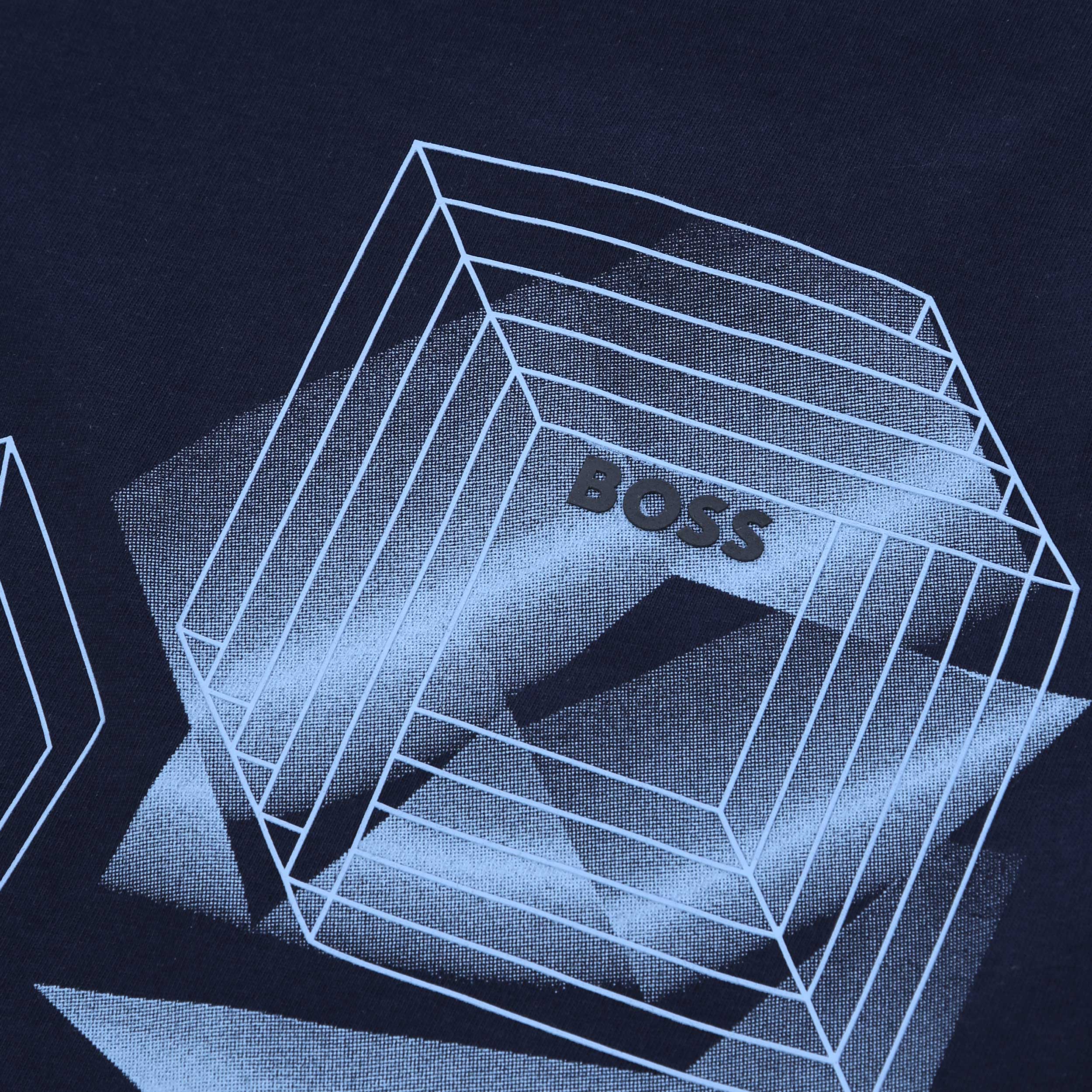 BOSS Kids Geometric Print T-Shirt in Navy