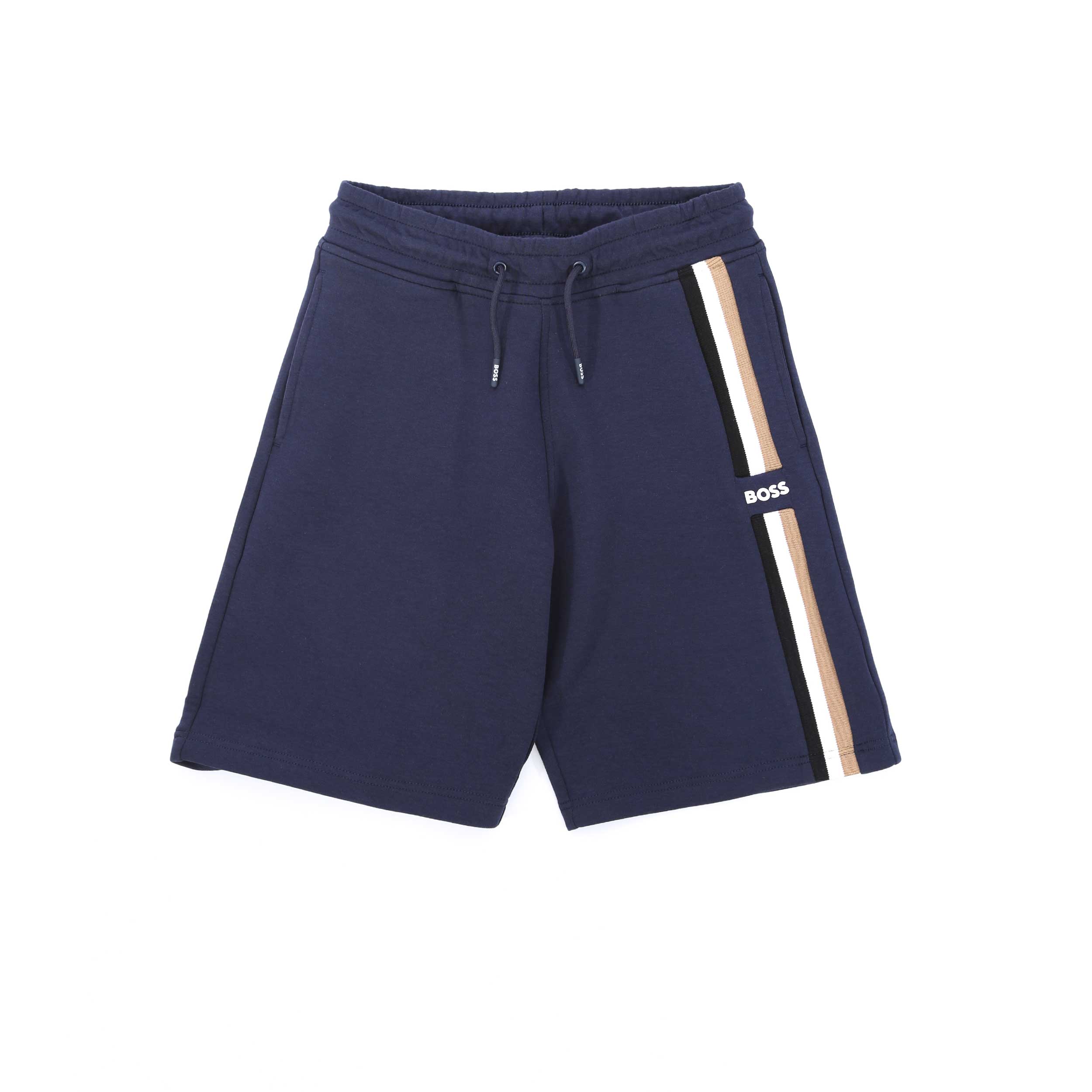 BOSS Kids Multistripe Sweat Short in Navy