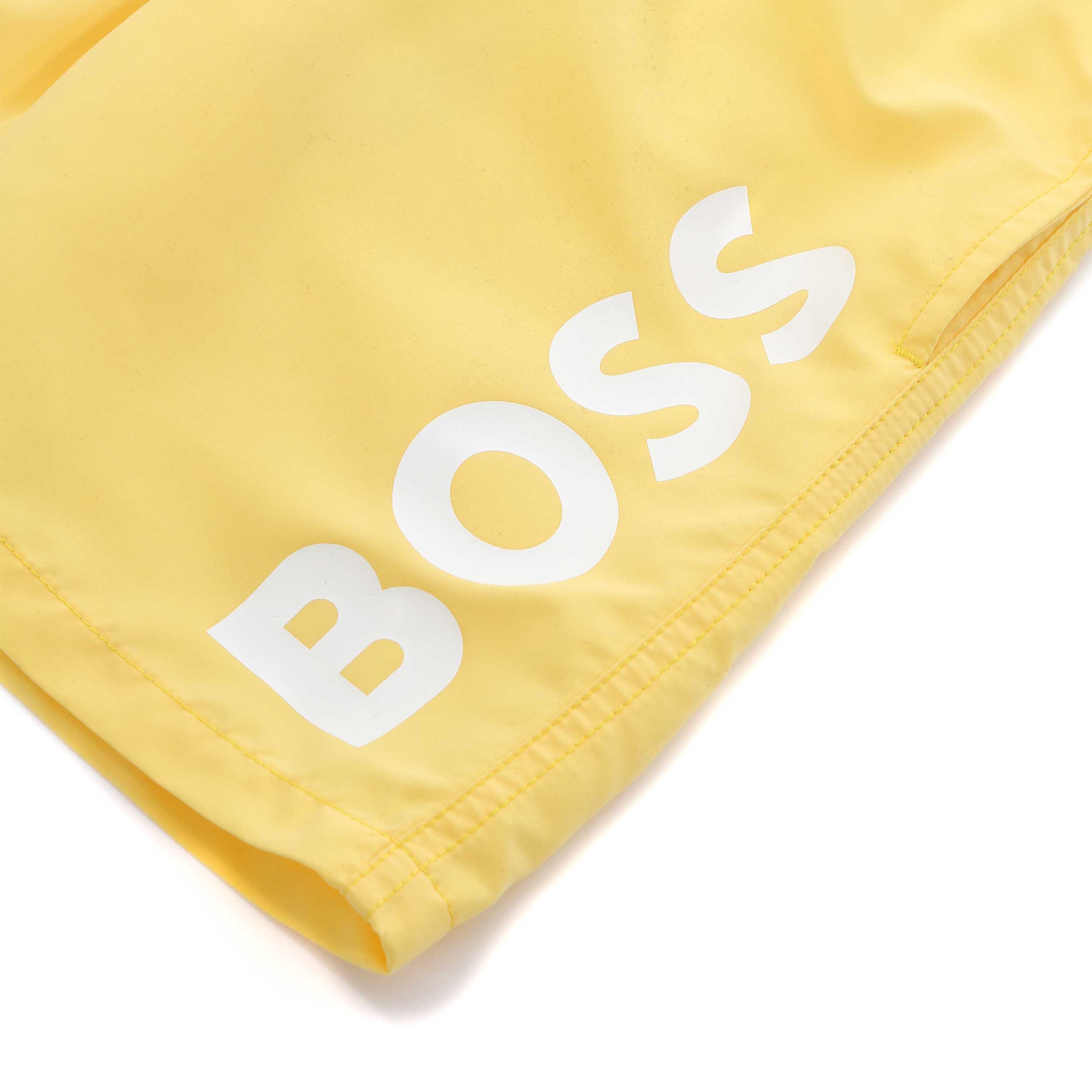 BOSS Kids Plain Logo Swim Short in Yellow