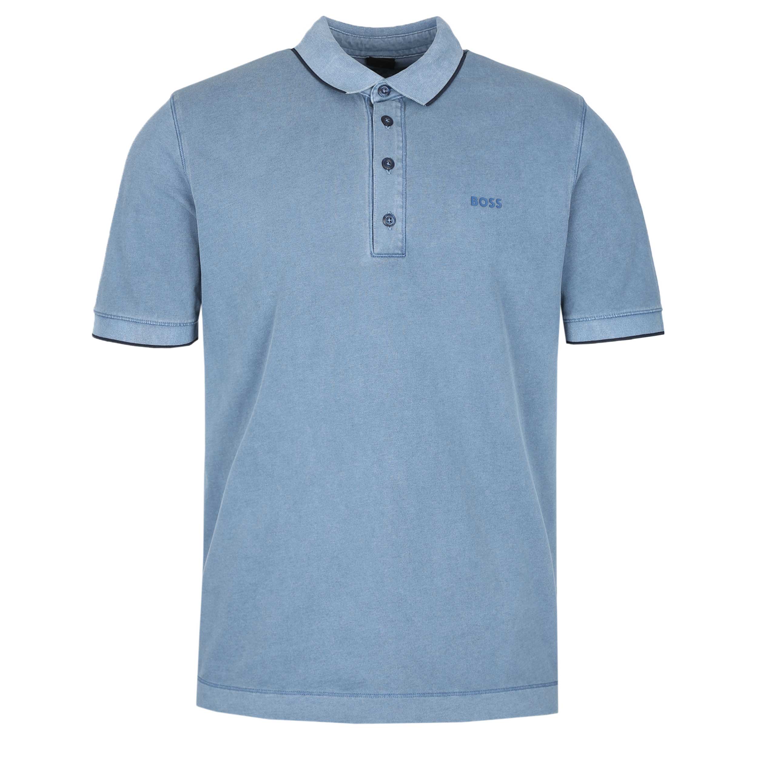 BOSS Pestructured Polo Shirt in Blue