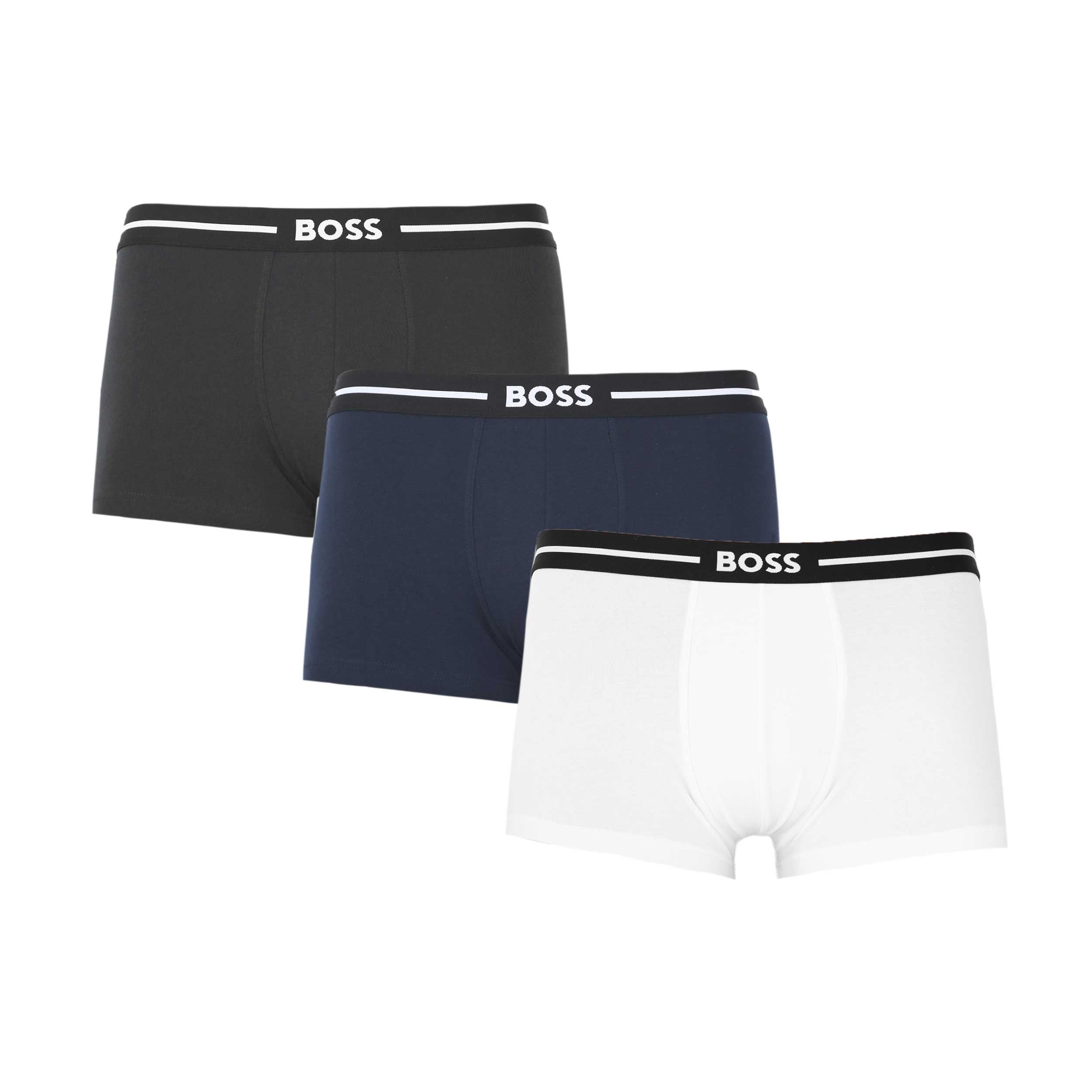 BOSS Trunk 3P Bold Underwear in Black, Navy & White | BOSS | Norton Barrie