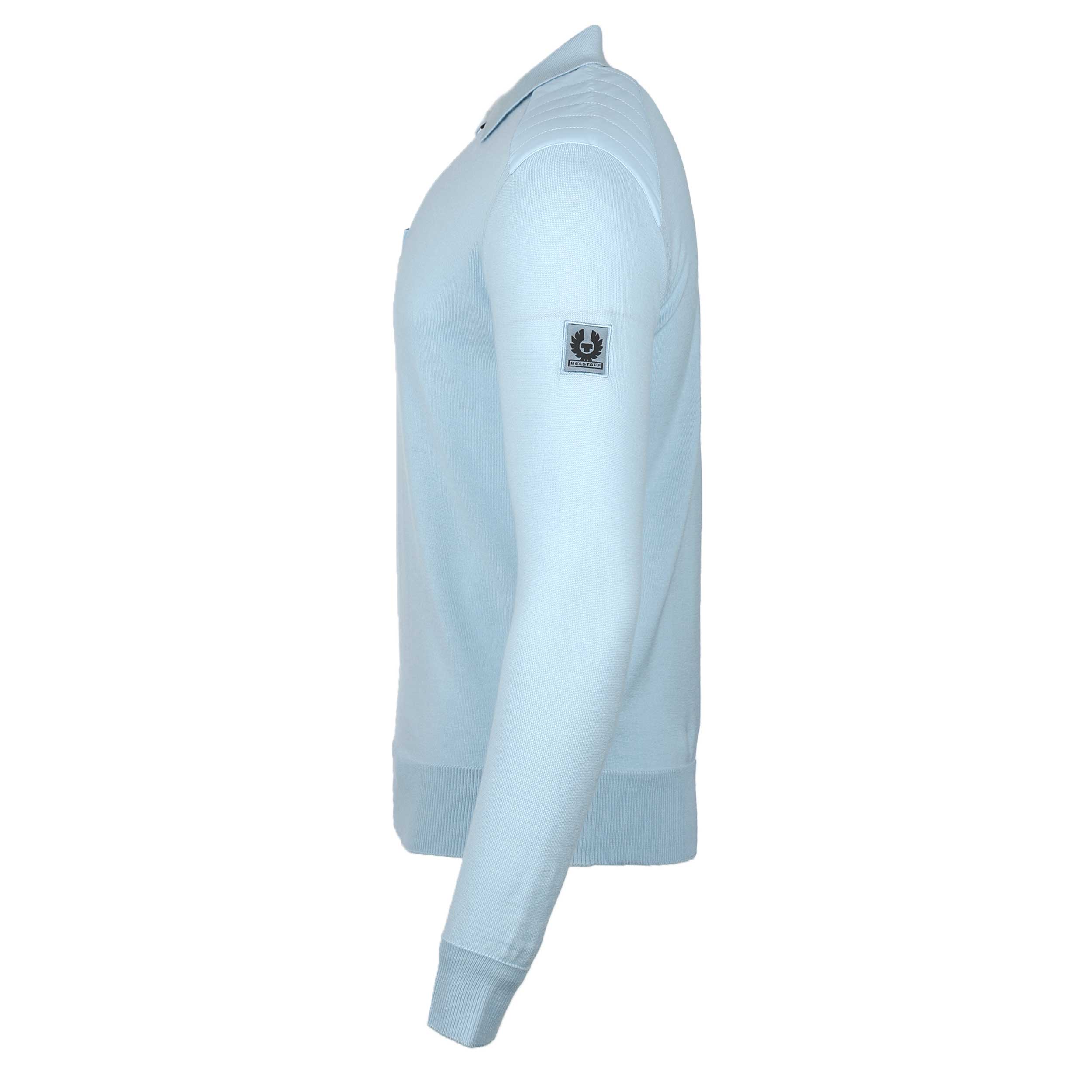 Belstaff Kirk Zip Polo Knitwear in Sky Blue