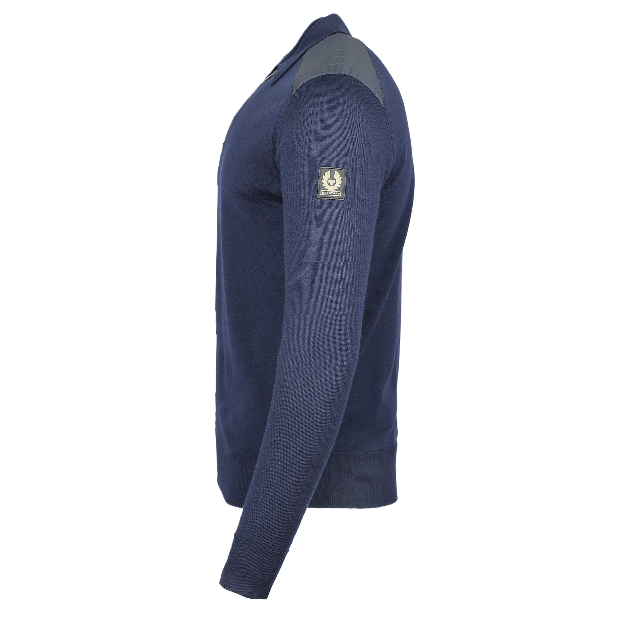 Belstaff Kirk Zip Polo Knitwear in Washed Navy