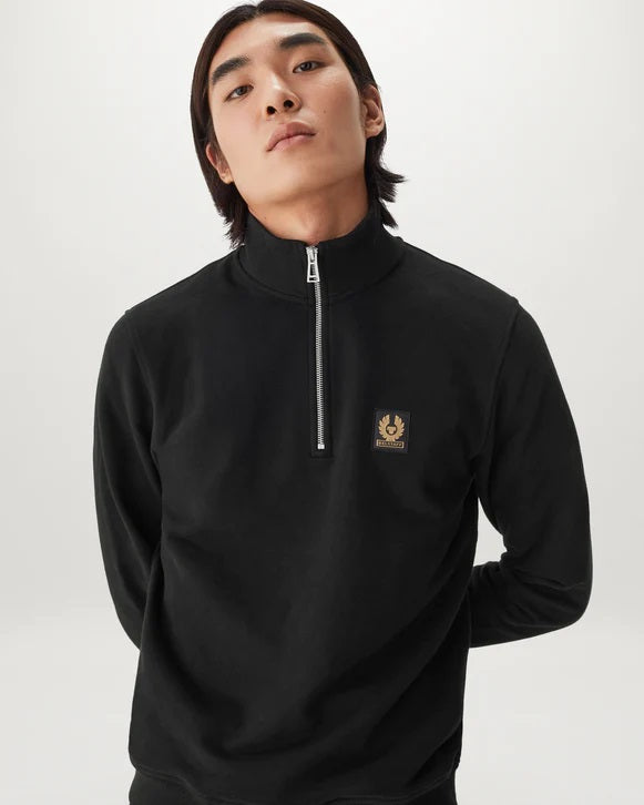 Belstaff Quarter Zip Sweat Top in Black