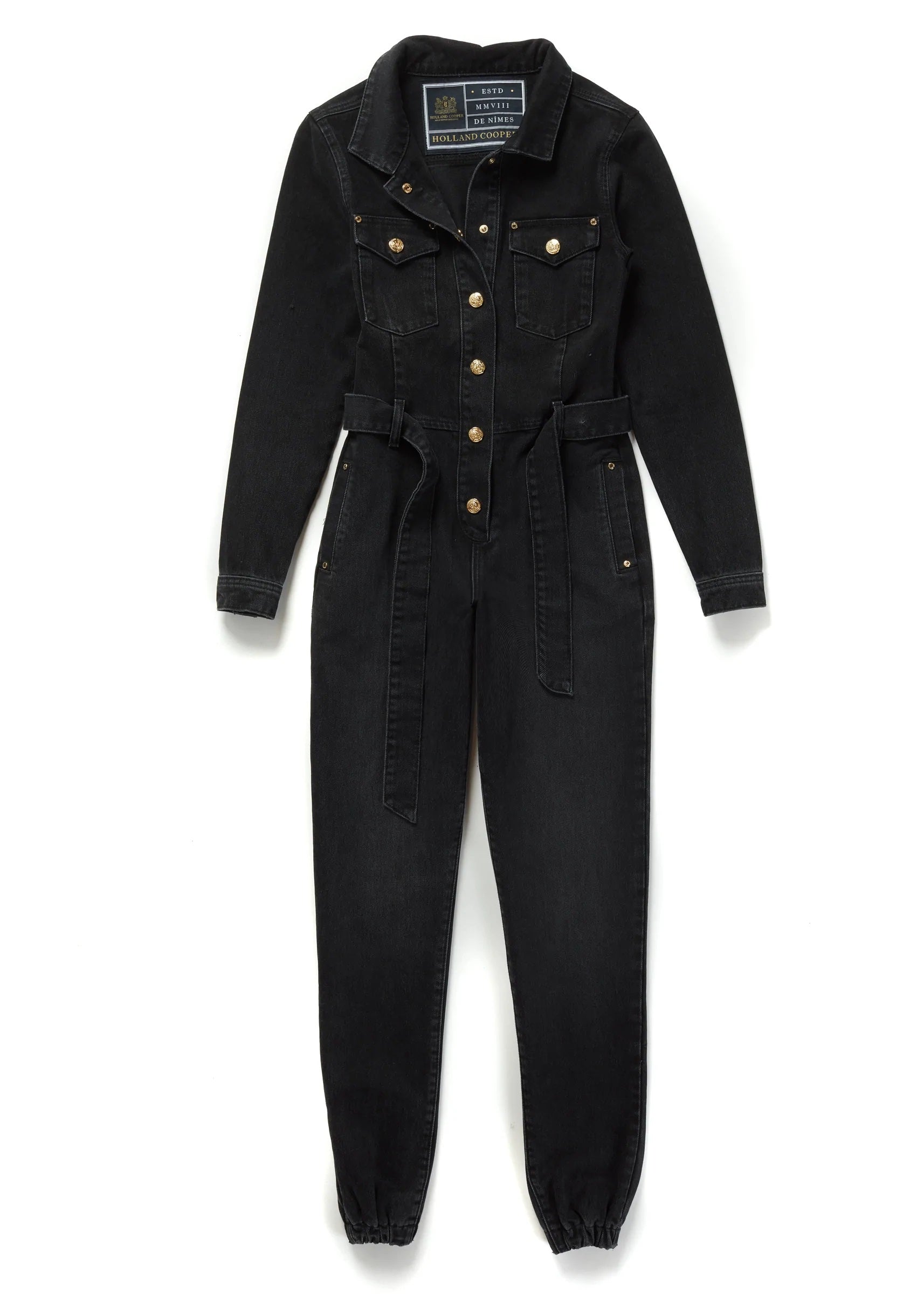 Holland Cooper Denim Jumpsuit in Washed Black