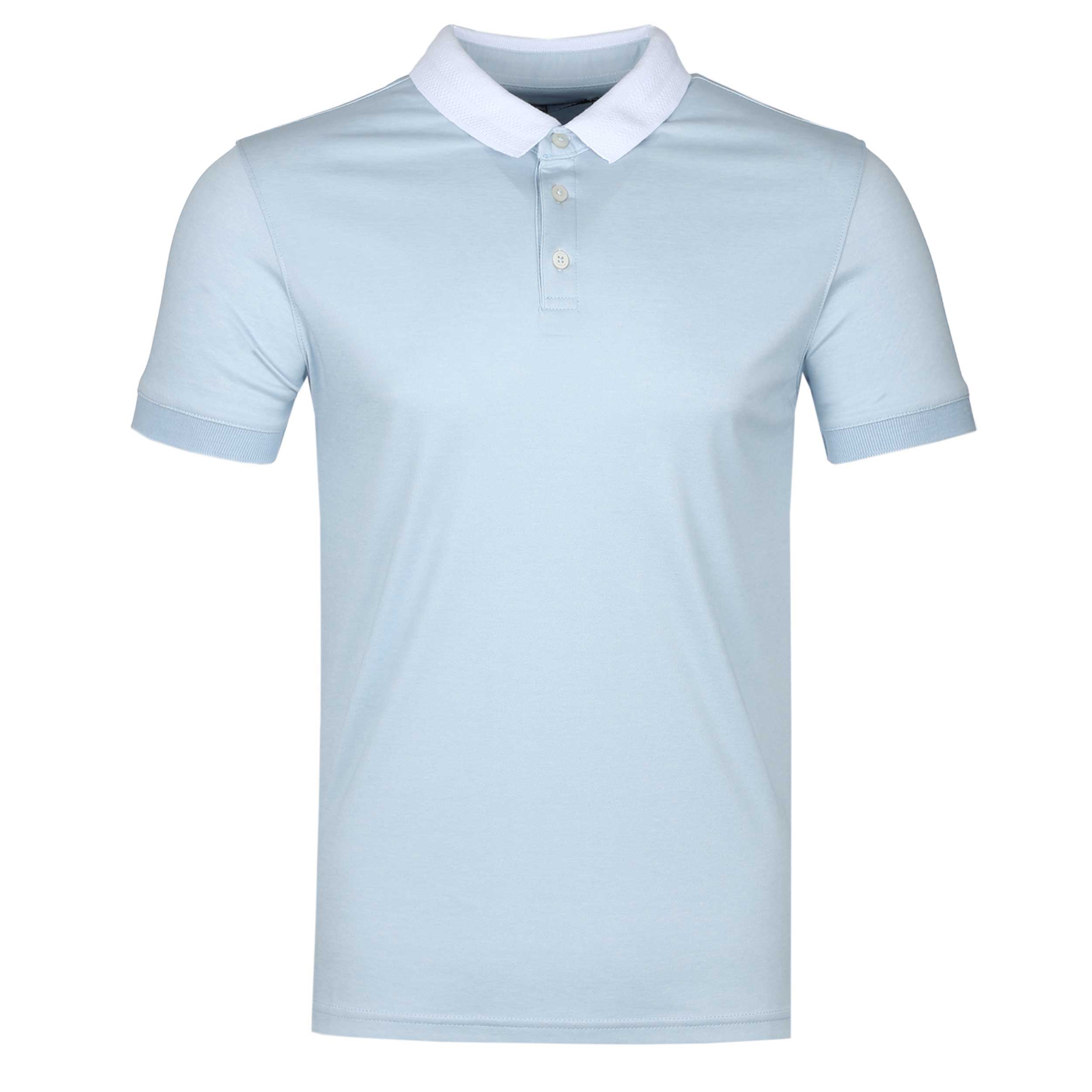 Remus Uomo Contrast Collar Polo Shirt in Sky Blue | Remus Uomo | Norton ...