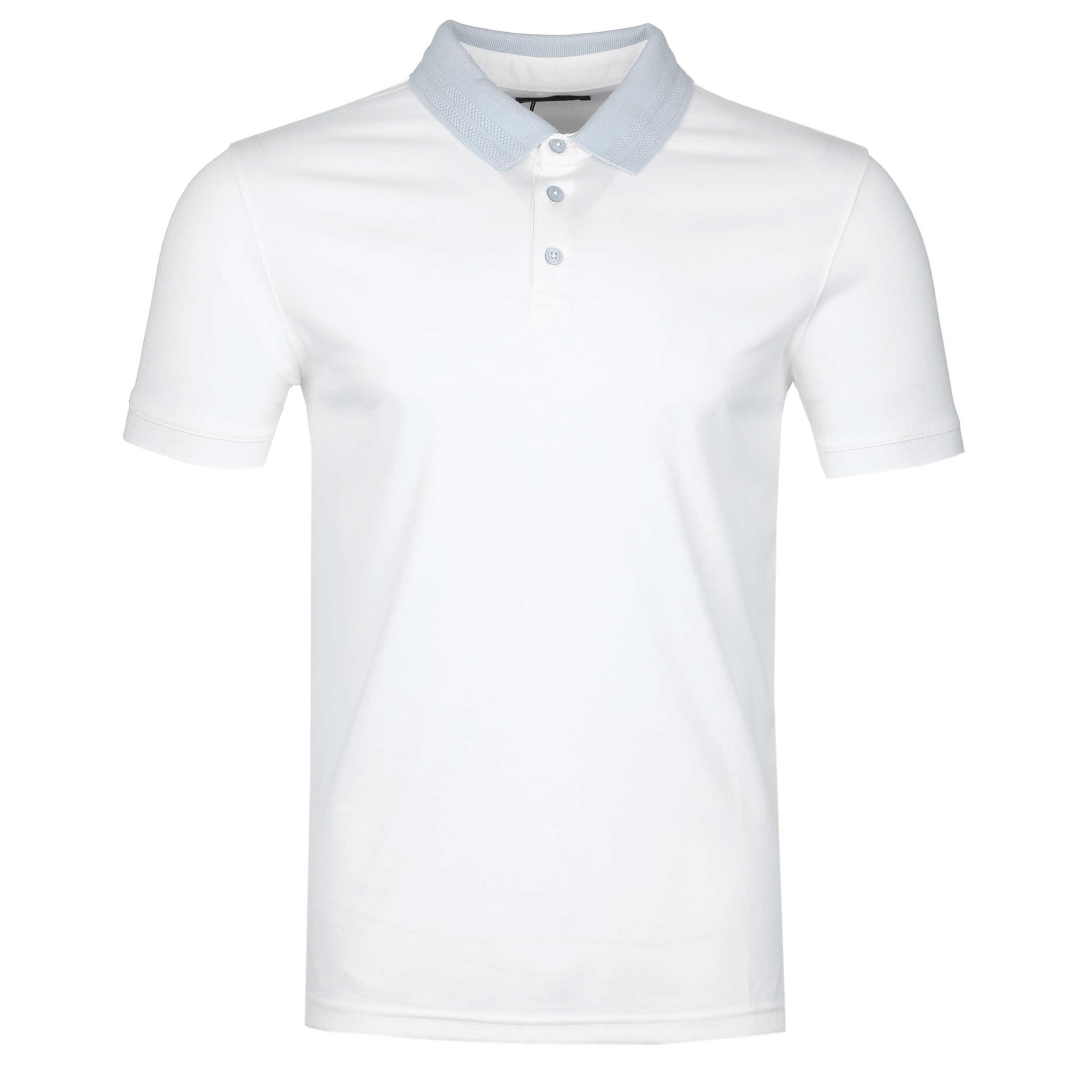 Remus Uomo Contrast Collar Polo Shirt in White | Remus Uomo | Norton Barrie