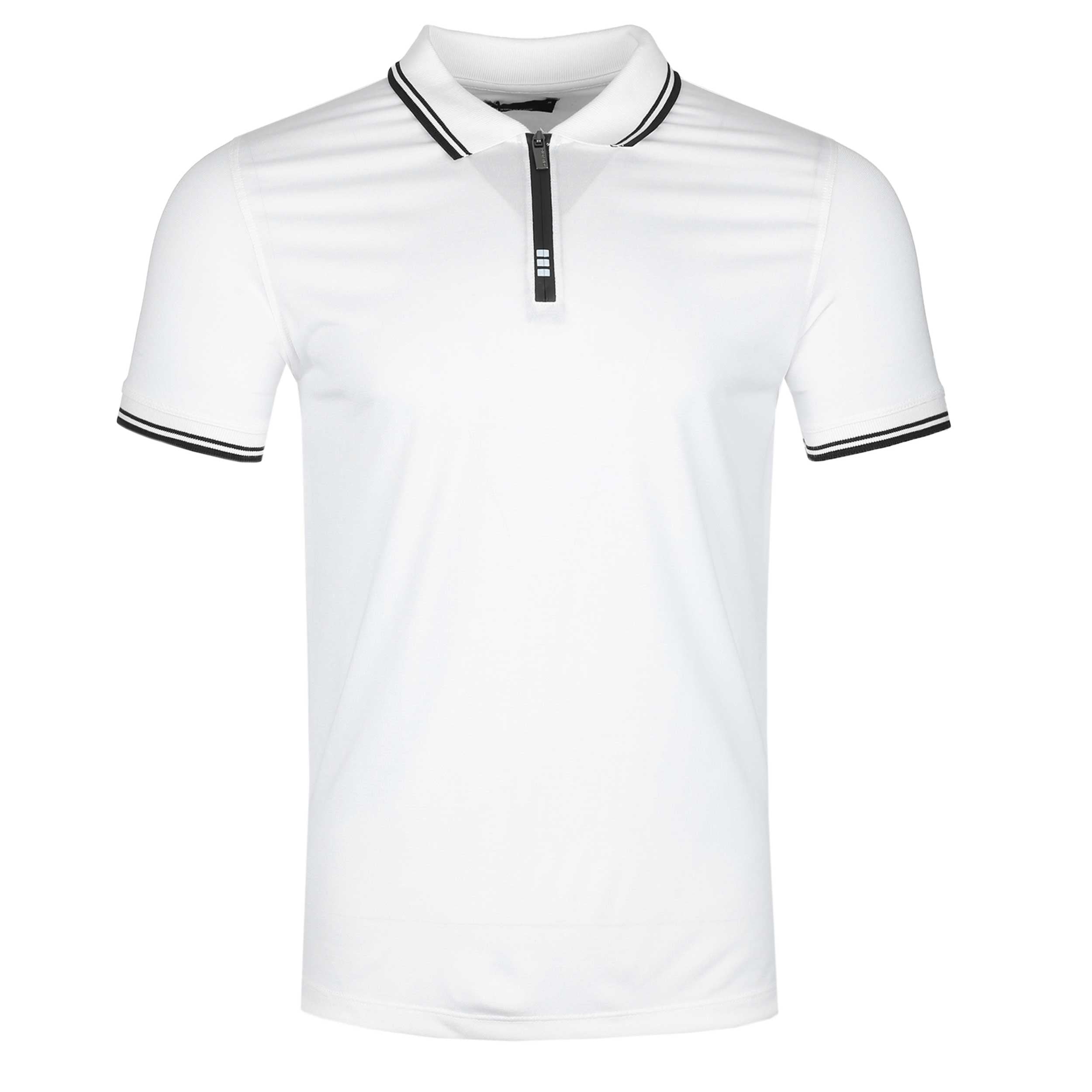 Remus Uomo Zip Contrast Polo Shirt in White | Remus Uomo | Norton Barrie