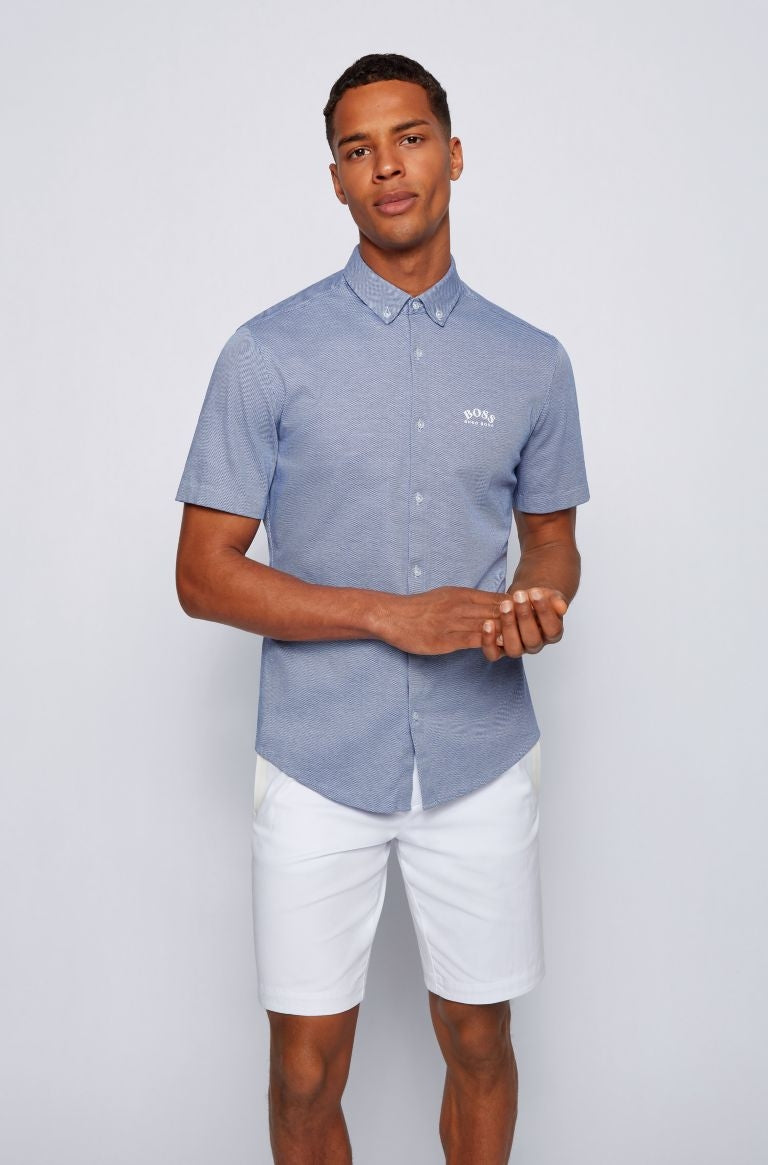 BOSS Biadia_R Short Sleeve Shirt in Bright Blue