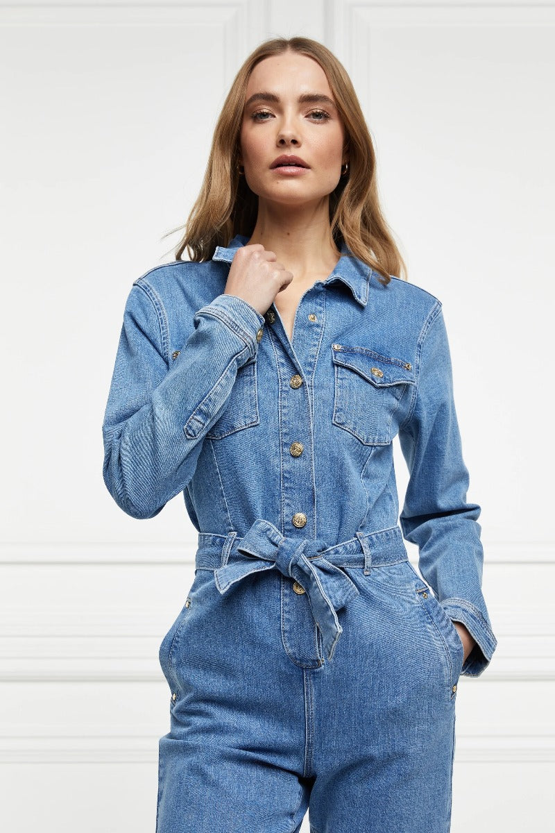 Holland Cooper Denim Jumpsuit in Vintage Indigo