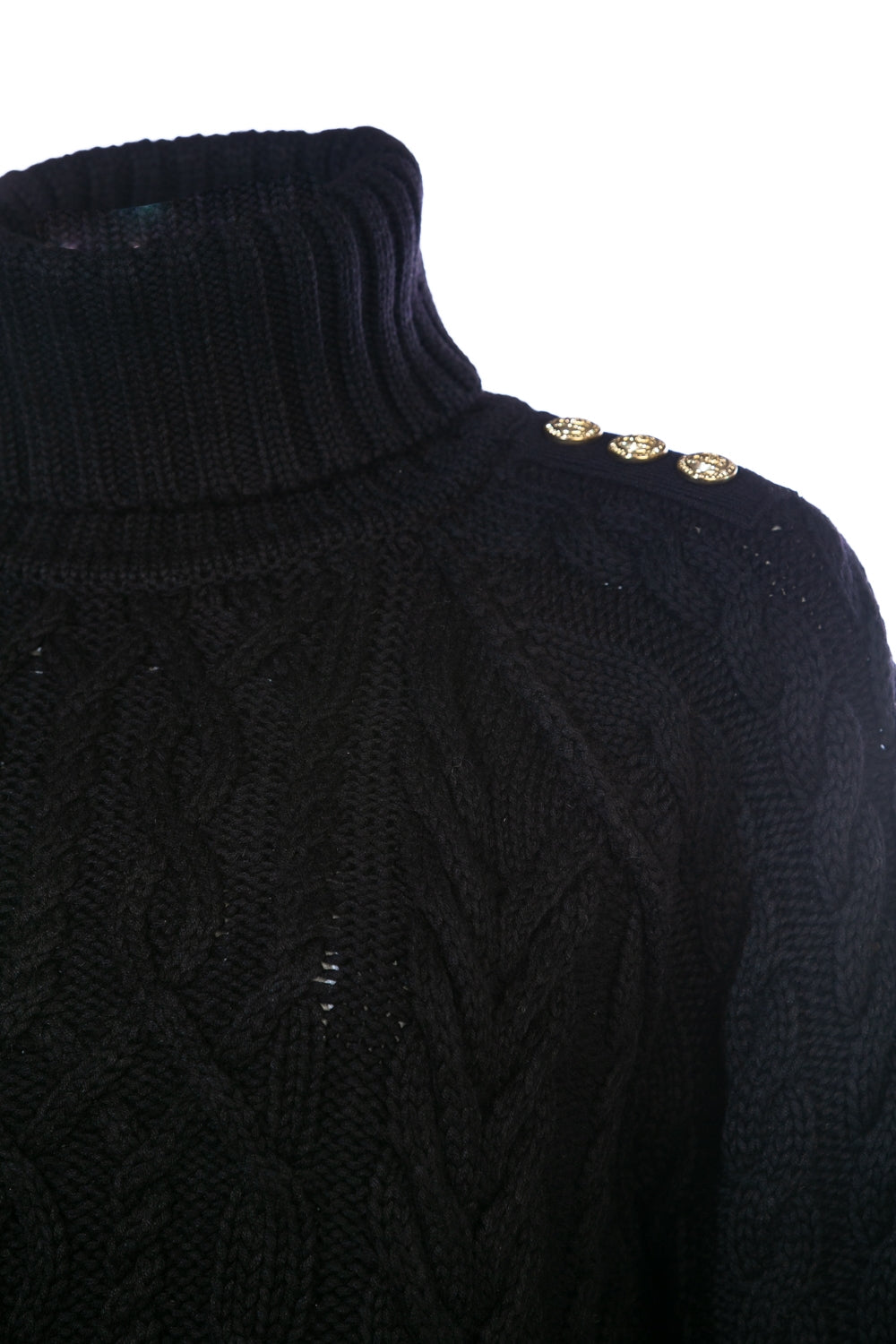 Holland Cooper Greenwich Chunky Cable Ladies Knitwear in Black