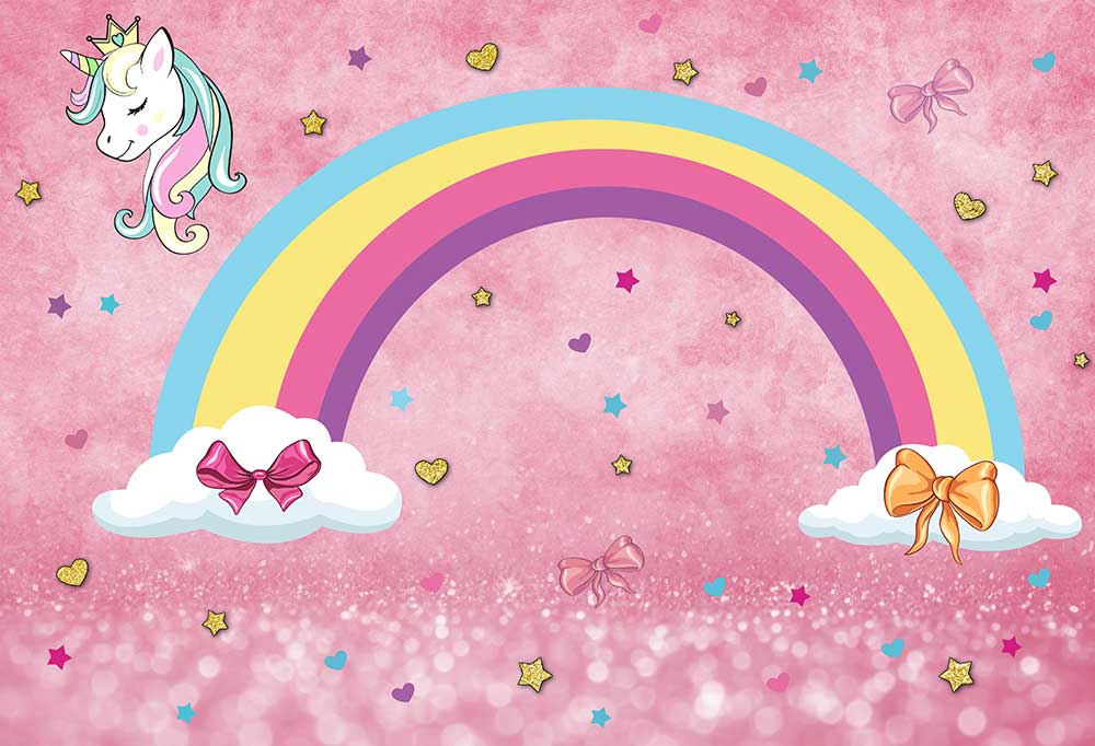 Unicorn Rainbow Girl's Birthday Backdrop – ubackdrop-uk