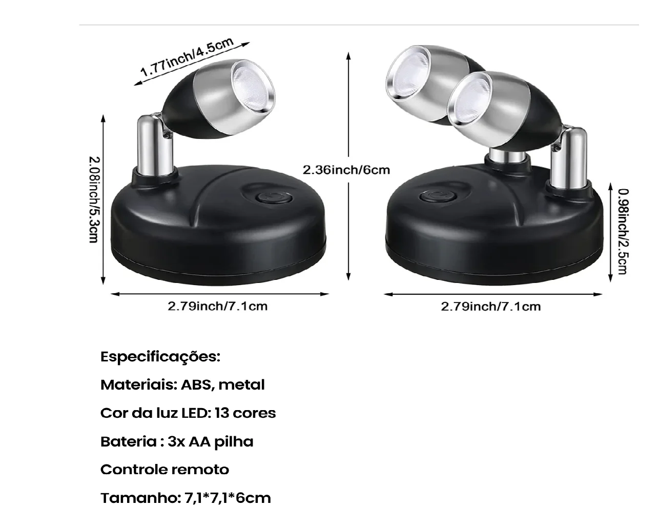 Dimensões Spot de Led