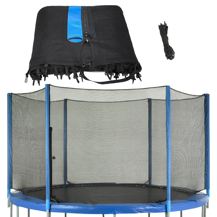 Machrus Upper Bounce Trampoline Net - Trampoline Safety Net Fits 14 ft Round Trampoline using 6 Straight poles- Breathable UV and Weather-Resistant Trampoline Net Replacement - Installs Outside of Frame