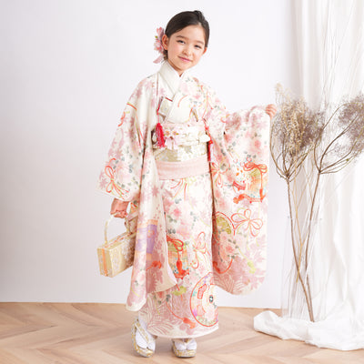 レンタル】七五三 7歳 女の子 シュセット 着物 日本製 作り帯 子供