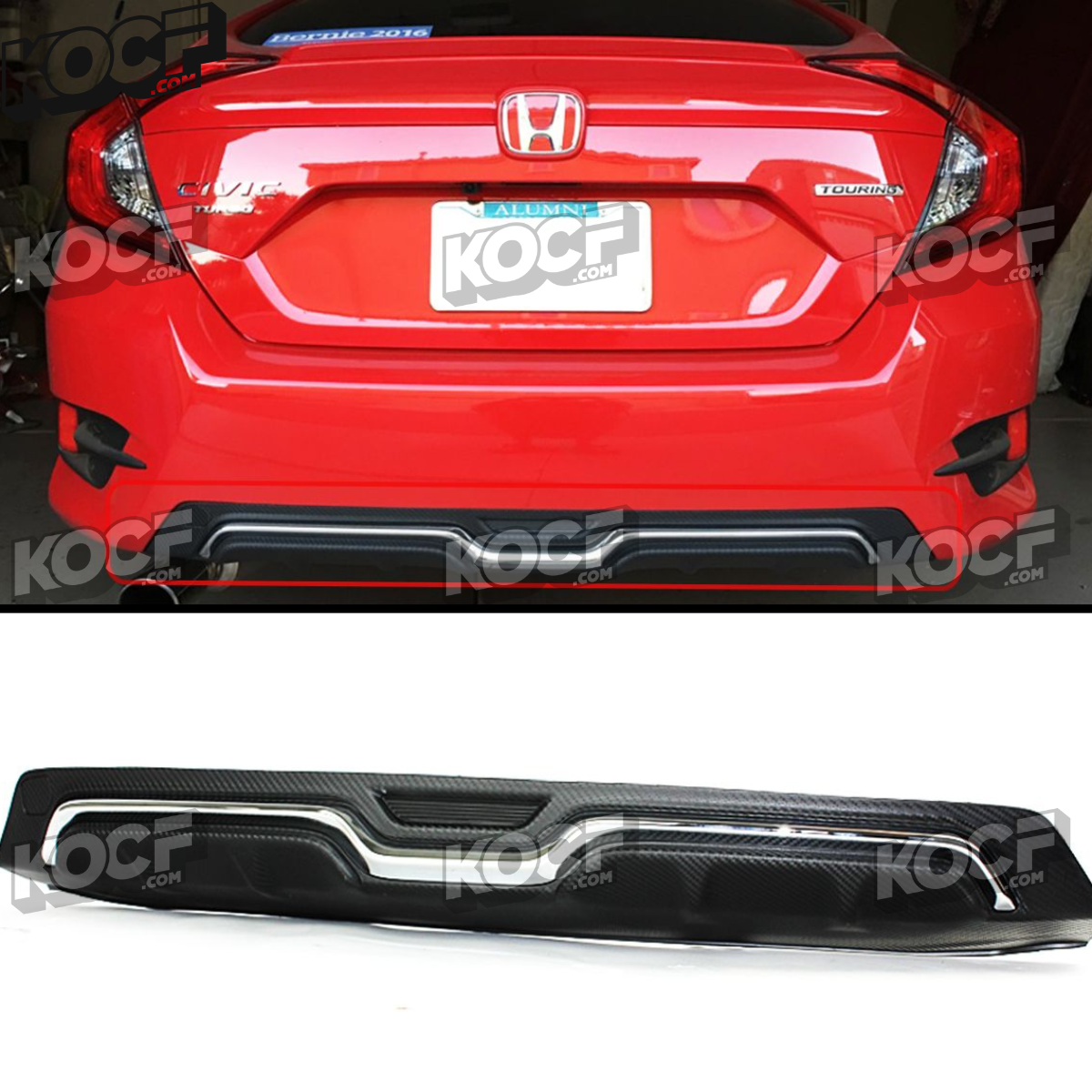 Rear Bumper Diffuser Compatible 2016-2018 Honda Civic 4 door Sedan