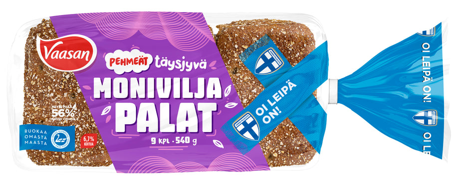 Vaasan Pehmeät Moniviljapalat 540g 9pcs Wholegrain Multigrain portion –  