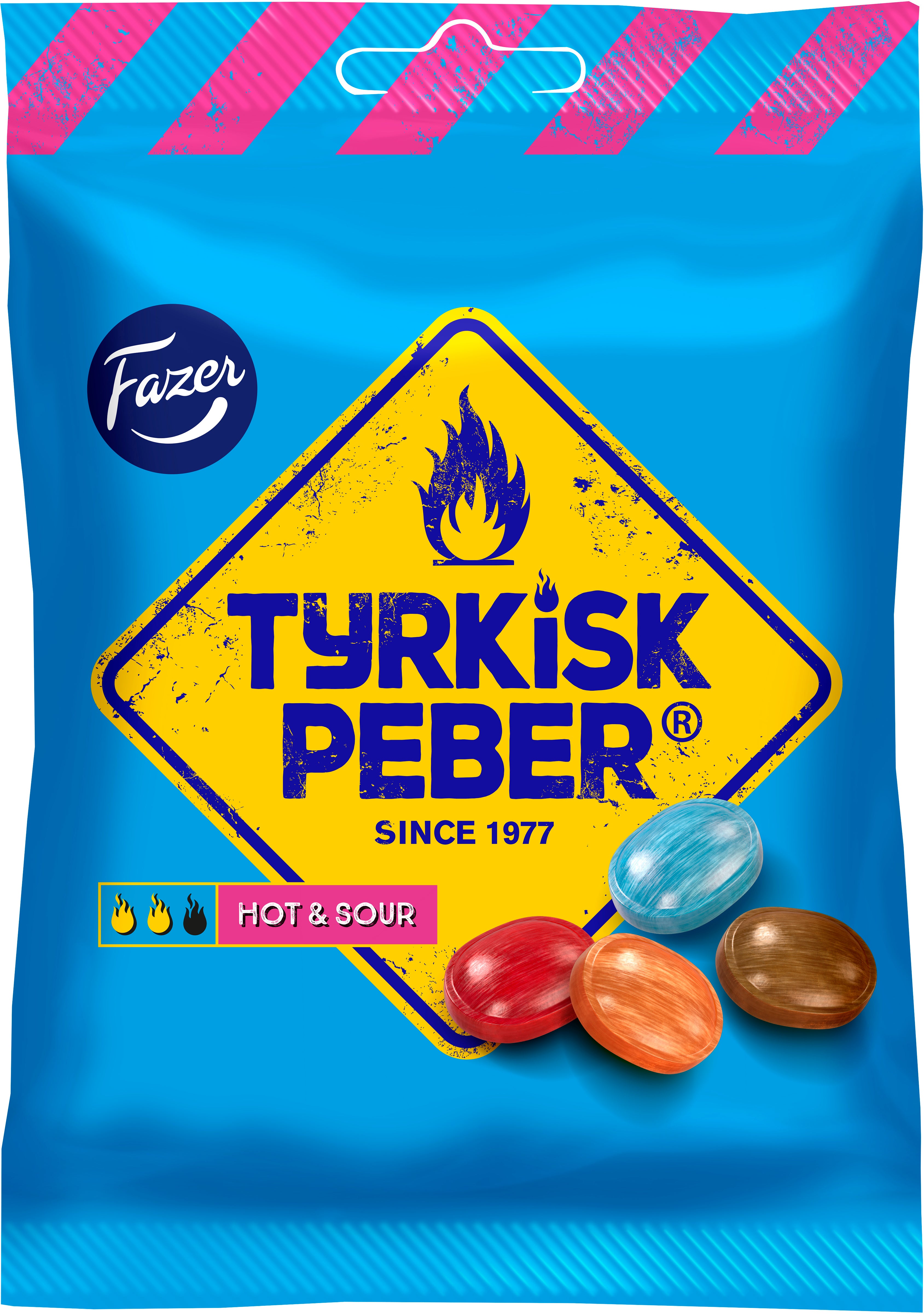 Fazer Tyrkisk Peber Hot & Sour salted liquorice fruit candy bag 150g –  