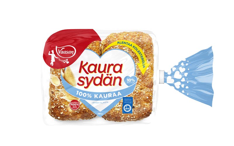 Vaasan Kaurasydän 380g 6 pcs 100 % Oat Bread – 