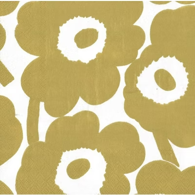 Marimekko liina 20kpl 33cm Unikko valko-kulta – 