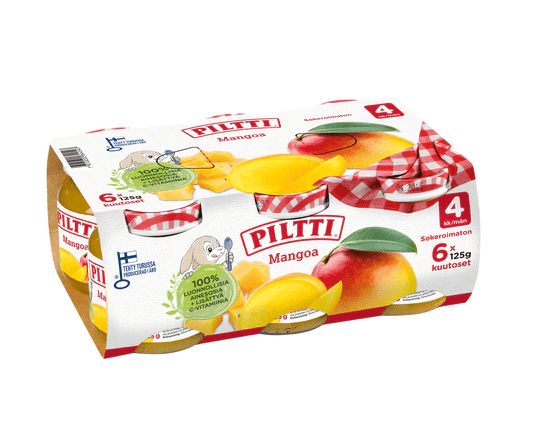 Piltti 6x125g Mango fruit puree 4 months – 