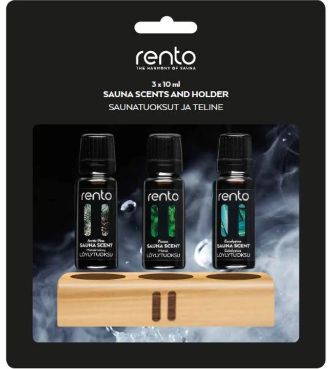 Rento Sauna fragrance 3x10ml in a bamboo holder – 