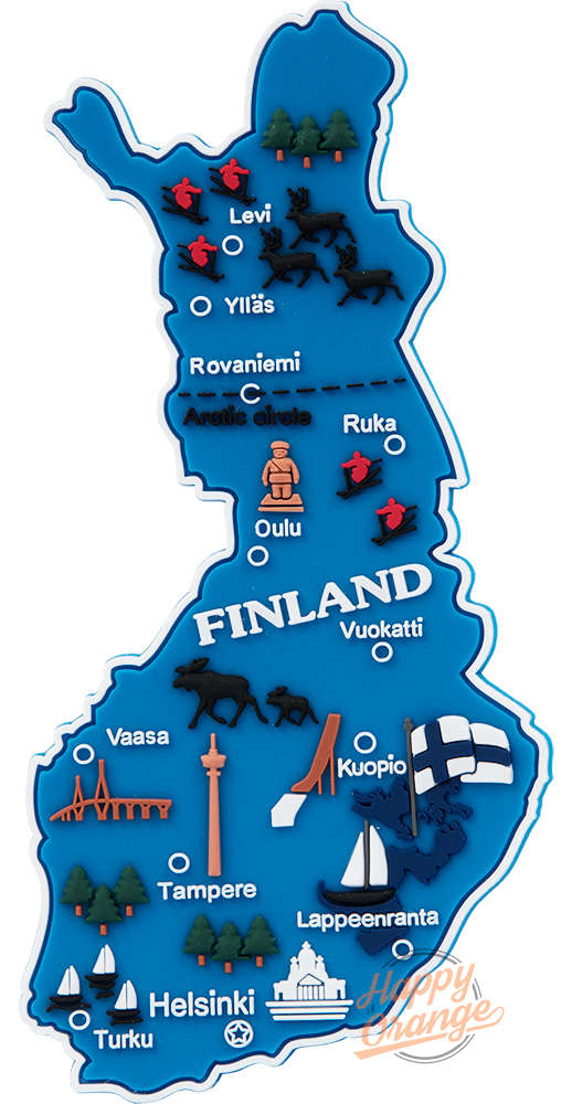 Happy Orange Finland Map Rubber Magnet – 