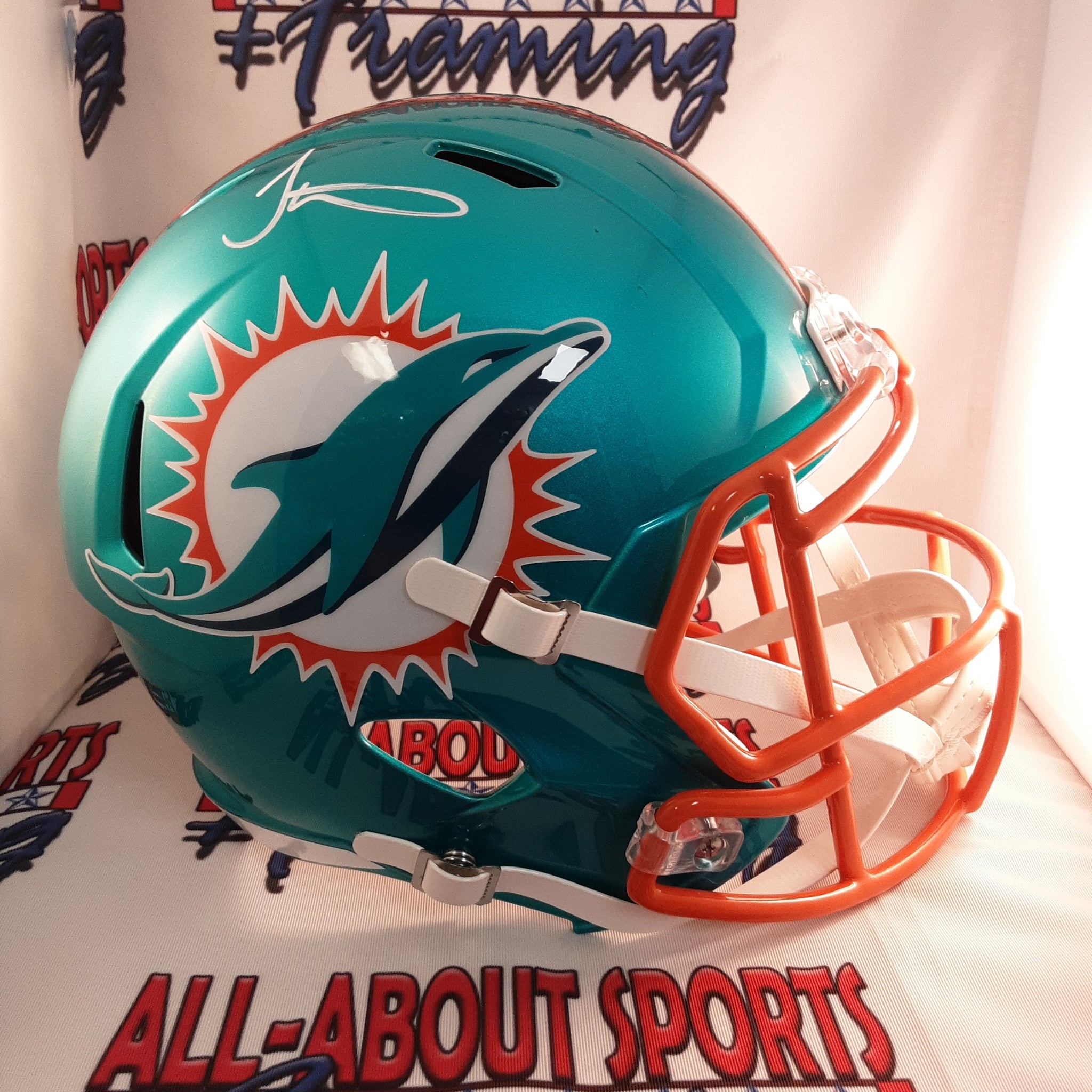 Mercury Morris Signed Dolphins Flash Alternate Speed Mini Helmet Inscribed  1972 & 17-0 (JSA)