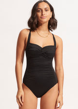  Seafolly Women's Standard Rib Sweetheart Tankini Top Swimsuit,  Inka Stripe Black, 4 US : Clothing, Shoes & Jewelry