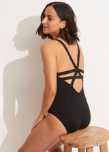 Neue Wave Ring Front Bralette Bikini Top - Black – Seafolly US