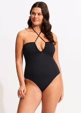 Halter Bandeau One Piece — Black