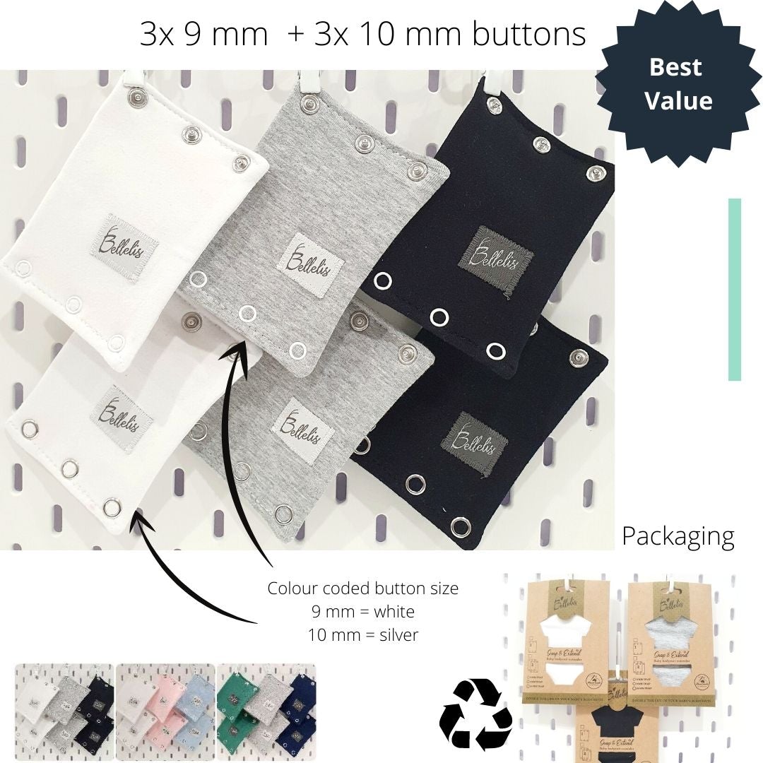Patterns 9 mm buttons Snap & Extend® baby bodysuit (onesie
