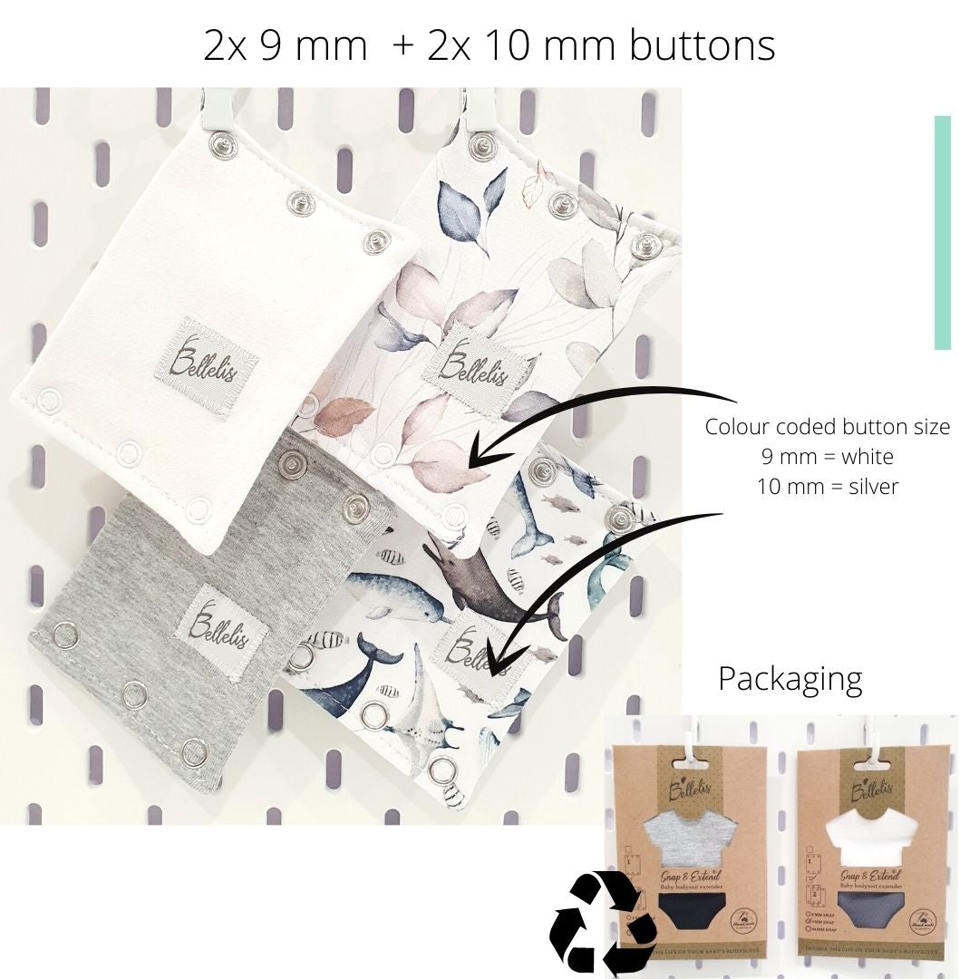 Essential Pack - 2 x Snap & Extend® Bodysuit Extender (assorted button ·  Bellelis Australia Pty Ltd