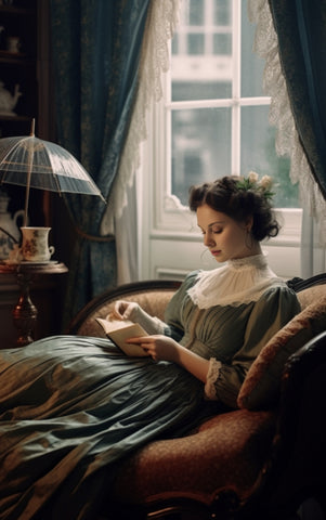 Jane Austen sitting and reading a book in a beautiful room | Dark Academia Aesthetic | Dark Academics