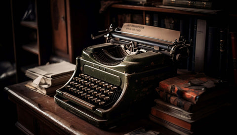 Vintage typewriter in the style of dark academia aesthetic
