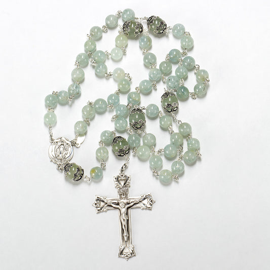 Cruel Intentions Rosary w/ Sterling Silver Wave Cross, Moonstones