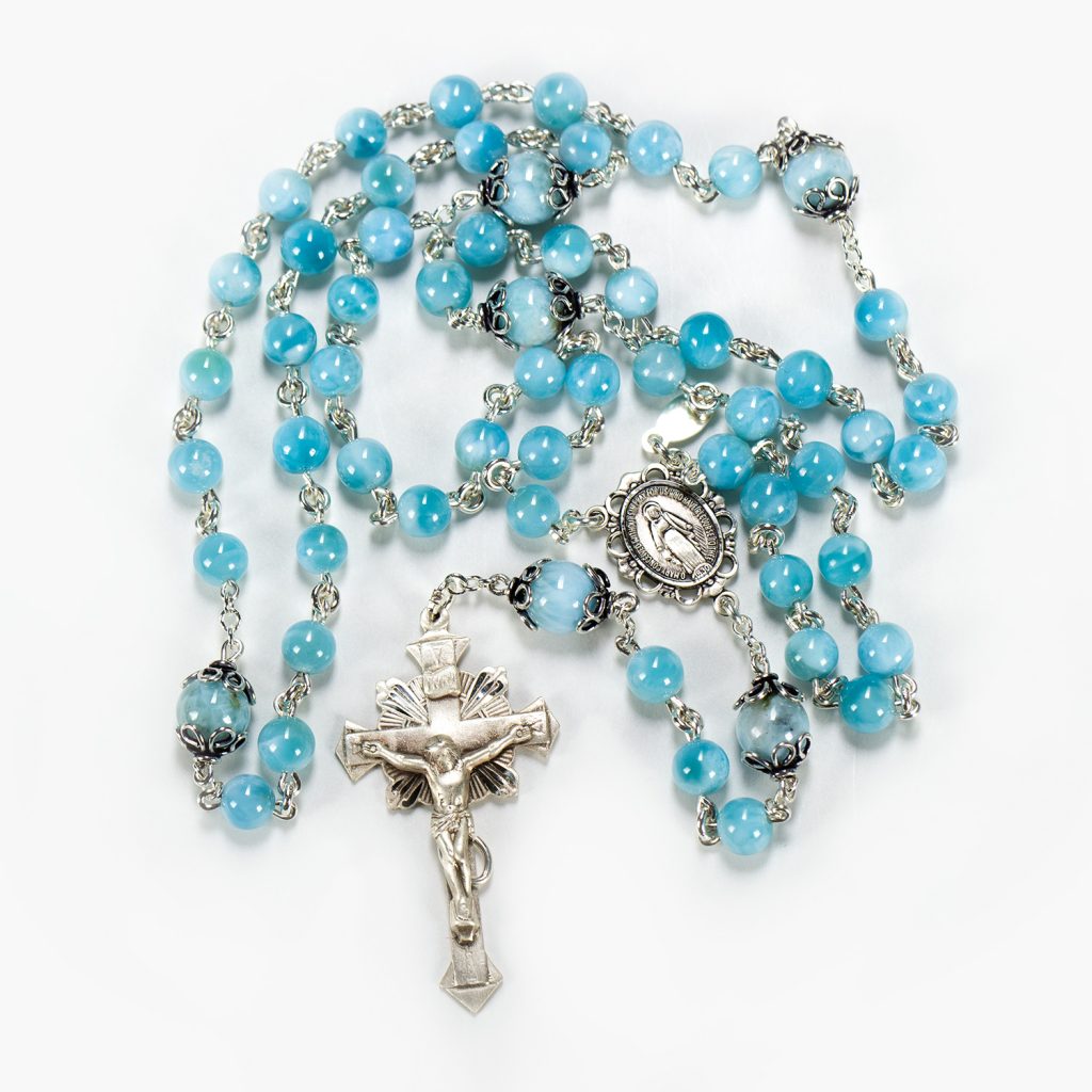 Larimar Rosary 6mm – Rosaries and Chaplets by Sue Anna Mary