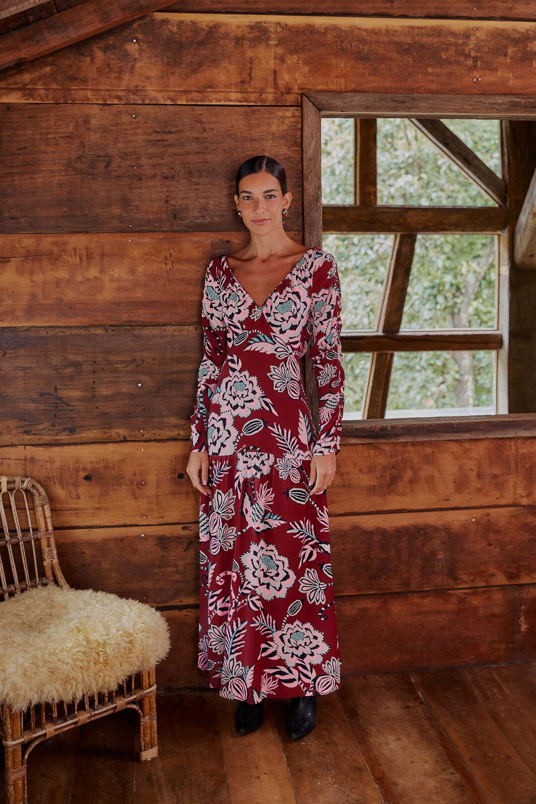 Sand Palms Paradise Long Sleeve Maxi Dress