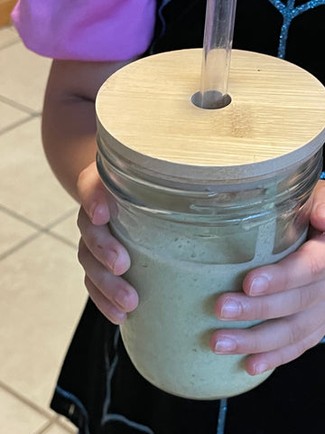 Peanut butter shake being enjoyed