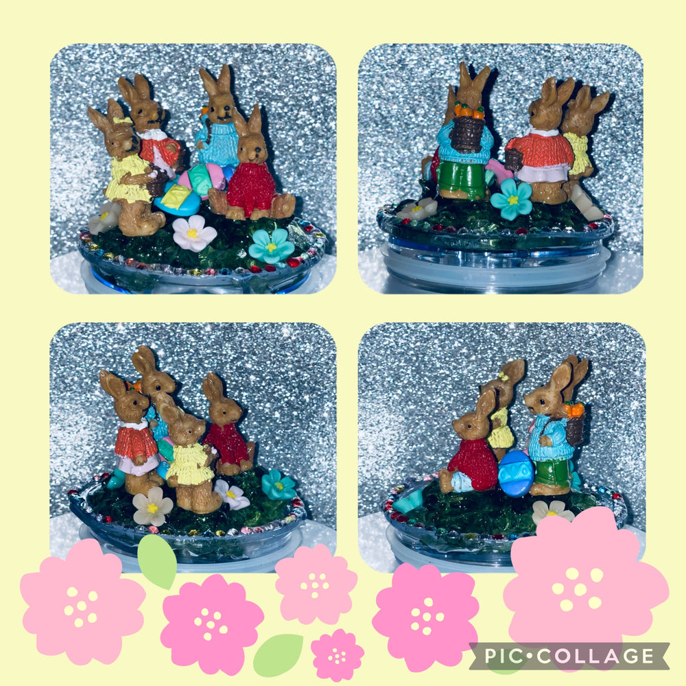 Easter Tumbler Topper, Easter Egg, Easter Bunny, Glitter Eggs, 3D  Decorative Lid