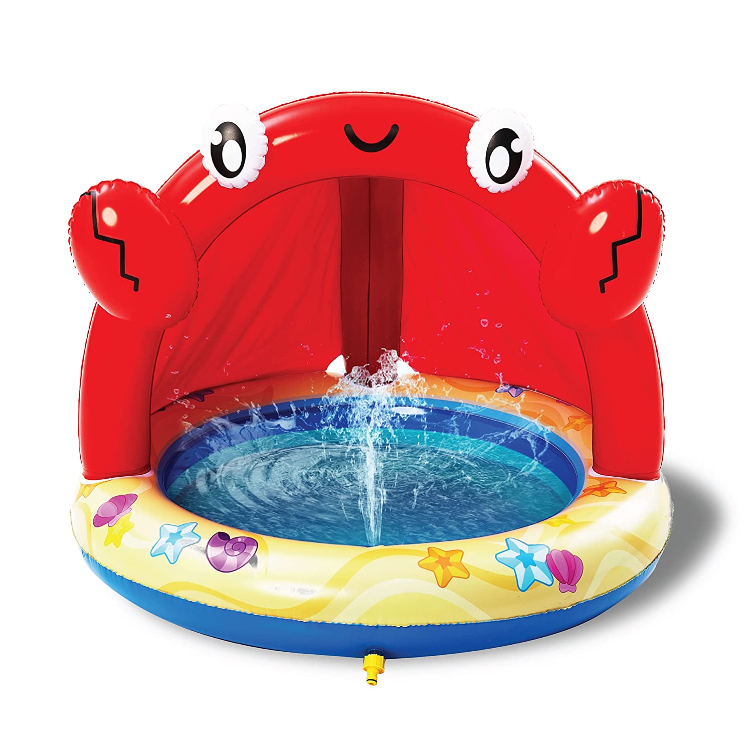 Sloosh Crab Sprinkler Kiddie Pool with Canopy