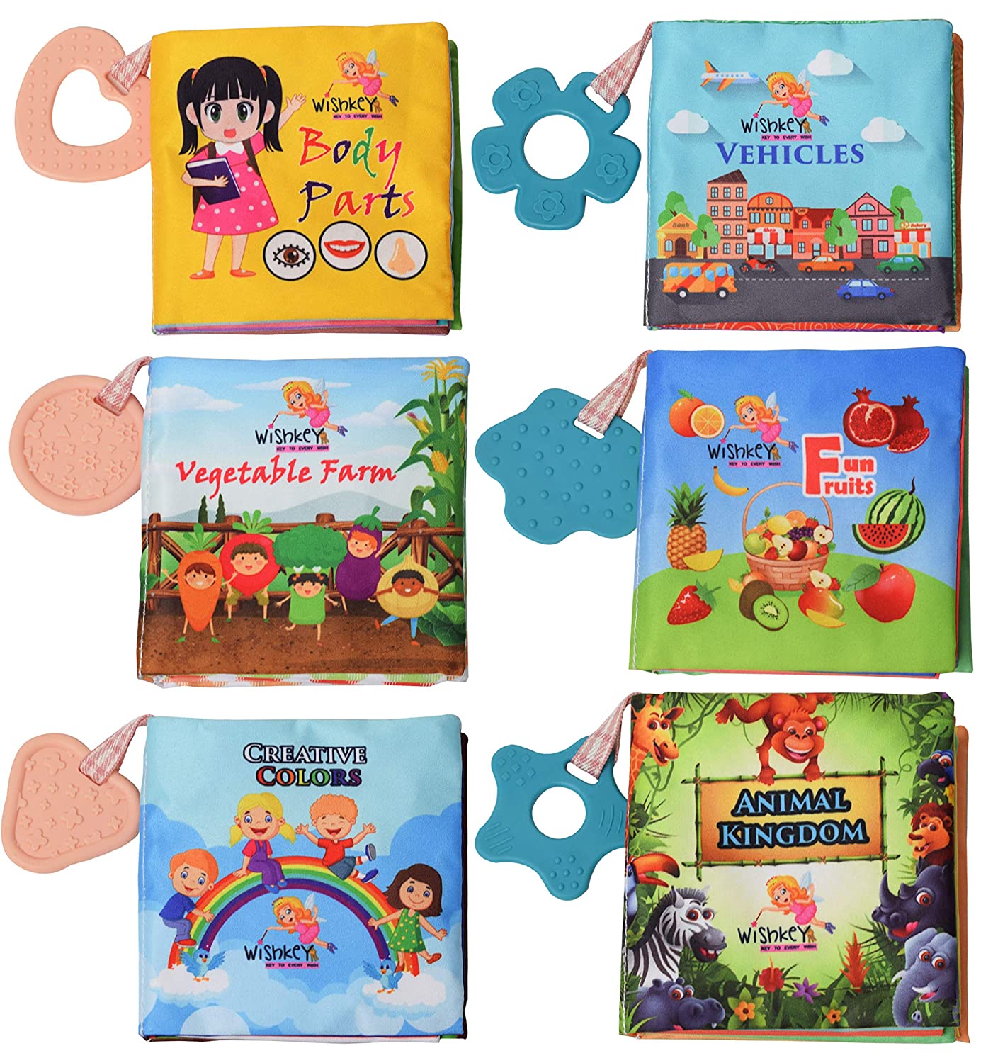 WISHKEY Early Educational Colorful Soft Fabric Cloth Books Set