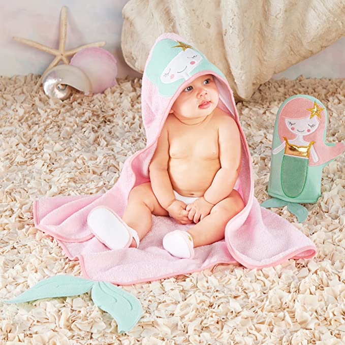 Baby Aspen Simply Enchanted Mermaid 4 Piece Bathtime Gift Set