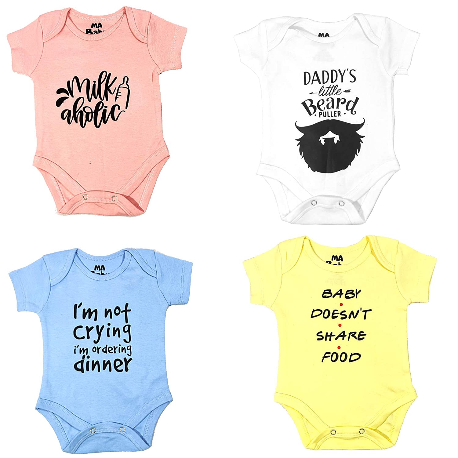 MA Baby Boys and Baby Girls Printed Cotton Baby Bodysuits