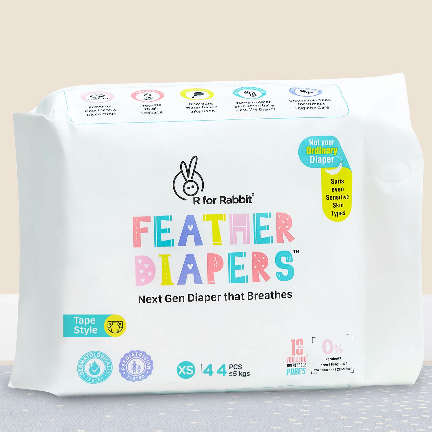 R for Rabbit Newborn Feather Diapers